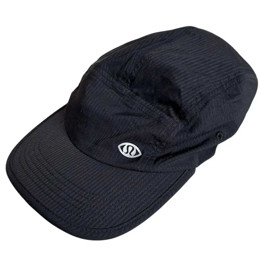 LULULEMON Seawheeze Finishers Runners Hat Cap Black Striped Adjustable‎ Running